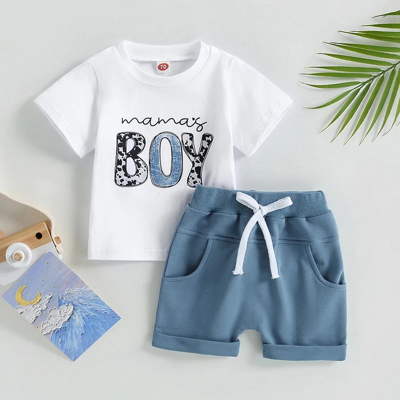 Ensemble d’été bébé garçon 2 pièces – T-shirt imprimé & short confortable (6 à 36 mois)