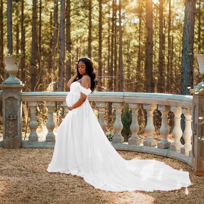 Robe Longue Maternité Séance Photo – Élégance Royale