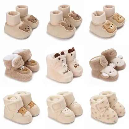 Chaussons Bébé Ourson en Coton Doux – Semelle Souple & Intérieur Moelleux