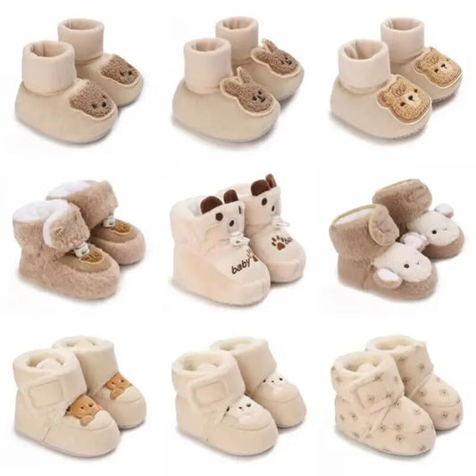 Chaussons Bébé Ourson en Coton Doux – Semelle Souple & Intérieur Moelleux