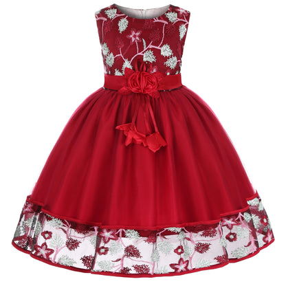 Robe Princesse Fille en Tulle Brodé – Cérémonie, Anniversaire, Mariage & Noël (2–10 ans)