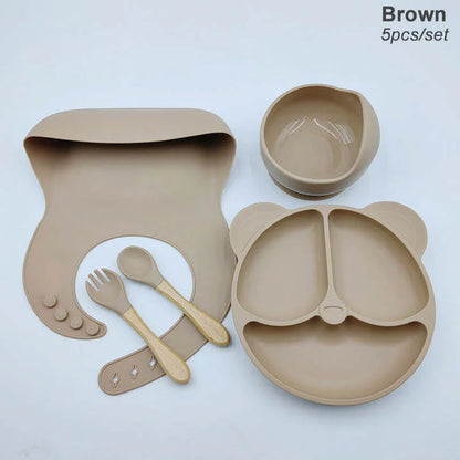 Vaisselle en silicone alimentaire pour bébé – Ensemble repas 8 pièces sans BPA, antidérapant et sécurisé