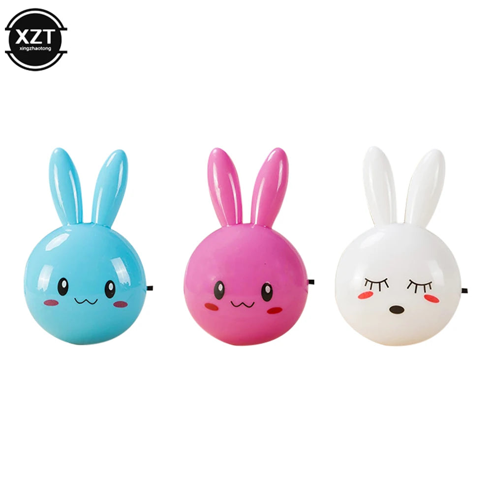 Veilleuse LED lapin dessin animé pour enfants, interrupteur marche/arrêt, applique murale, AC 220V, prise US, lampe de chevet, décor pour enfants, cadeaux pour enfants, 3 couleurs