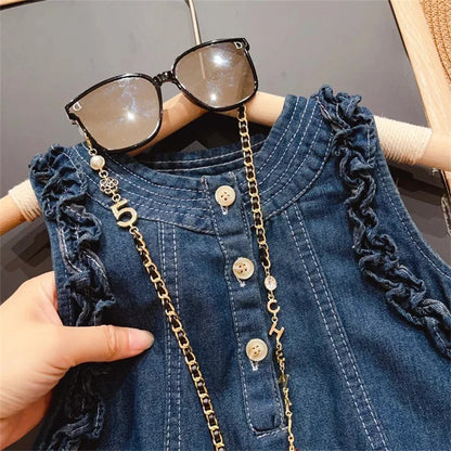 Robe en Jean Fille – Denim Chic à Boutons (4–6 ans)