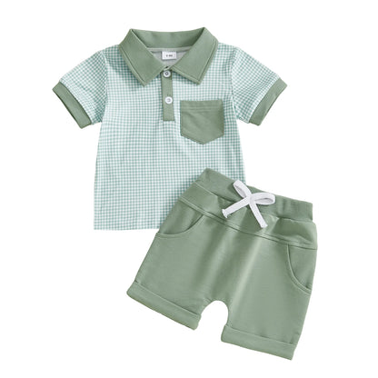 Ensemble bébé garçon élégant 2 pièces – Chemise à carreaux & short assorti (6 à 36 mois)
