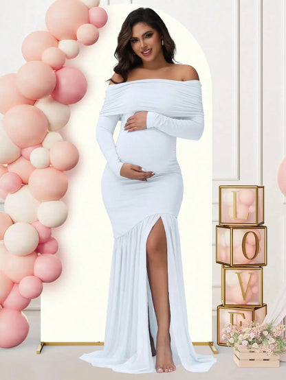 Robe Maternité Longue Élégance Royale – Séance Photo & Baby Shower