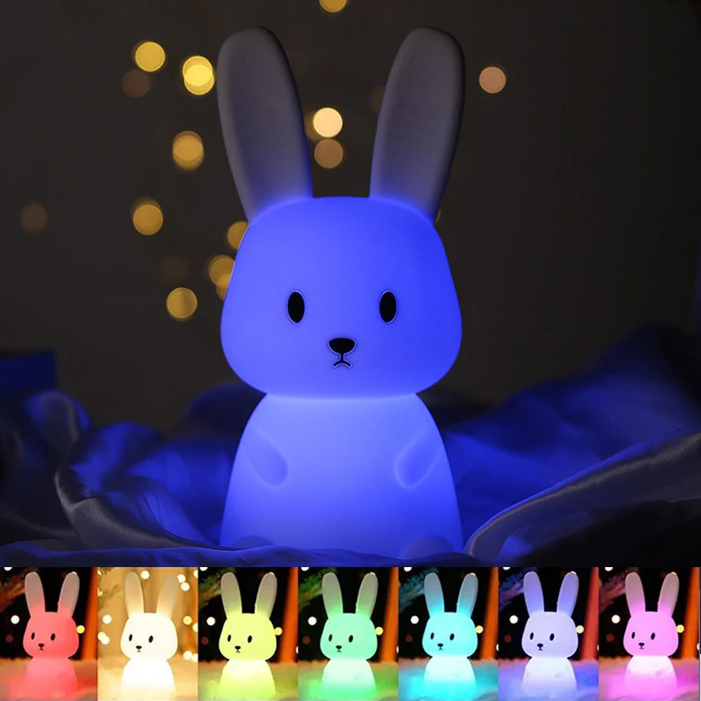 Veilleuse Lapin Premium – Lumière Douce Tactile (Chambre Enfant)