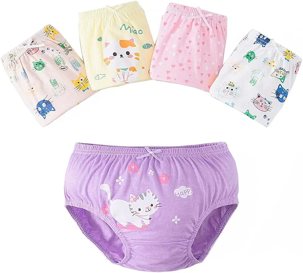 5 pièces/boîte sous-vêtements pour enfants fille coton doux filles slips pantalon dessin animé beau chat enfants caleçons respirant culotte pour les filles