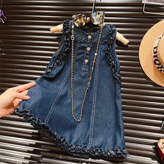 Robe en Jean Fille – Denim Chic à Boutons (4–6 ans)