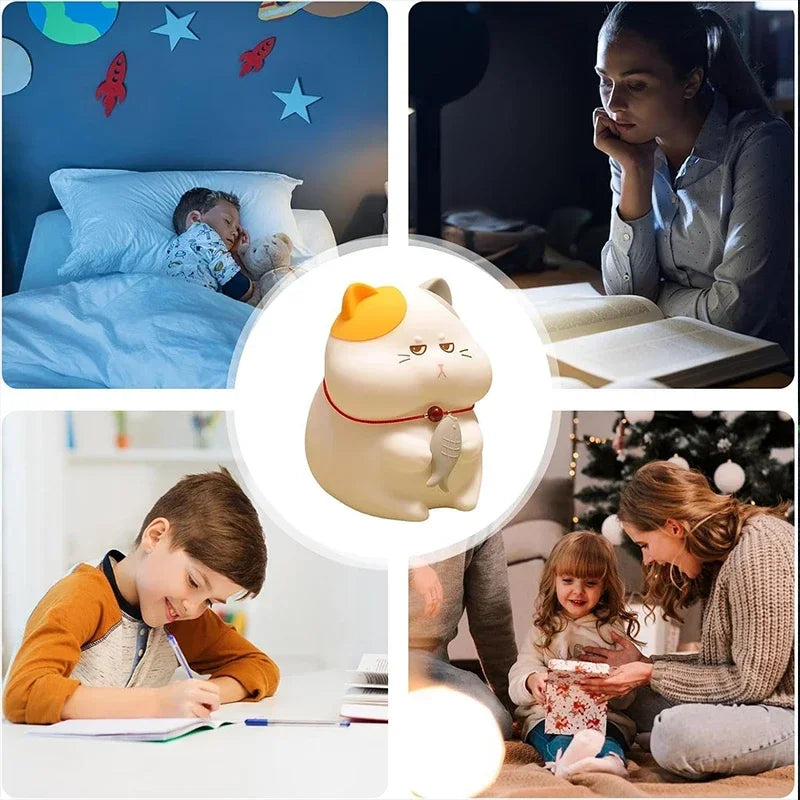 Veilleuse Chat Bébé Silicone Multicolore – Lampe Nuit Apaisante