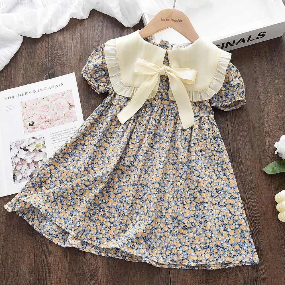 Robe Vintage Brodée Fleurie – Beige Crème (Fille)