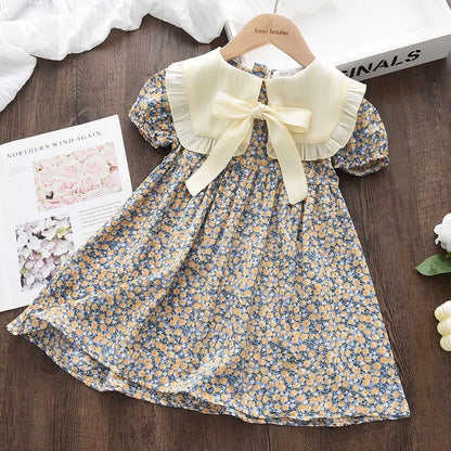 Robe Vintage Brodée Fleurie – Beige Crème (Fille)