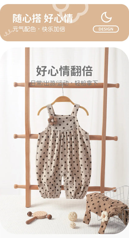 Salopette Bébé Unisexe à Pois – Style Vintage (1–3 ans)