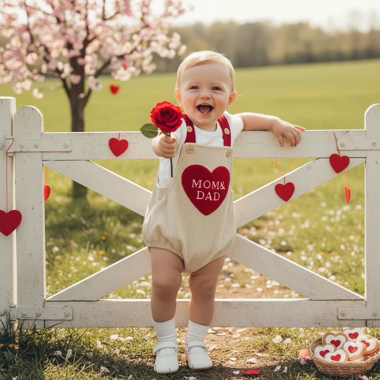 Barboteuse Bébé Saint-Valentin – “Mom & Dad” (Fille & Garçon)