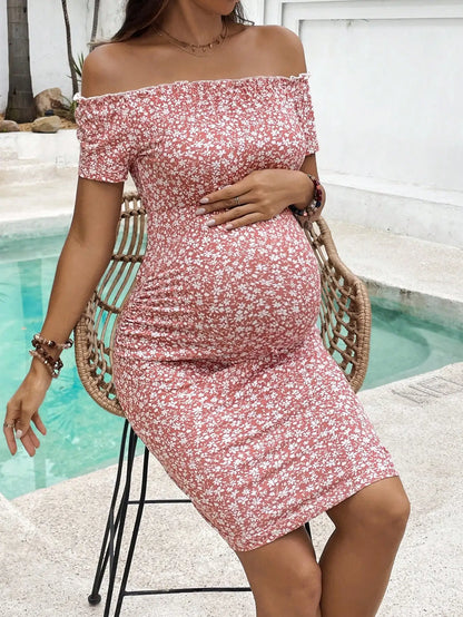 Robe de Maternité Élégante Fleurie – Style Coréen Chic pour Future Maman