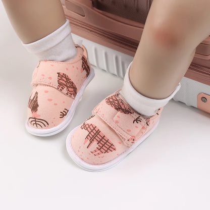 Chaussures premiers pas bébé fille – Semelle souple antidérapante – Fermeture scratch (0–12 mois)