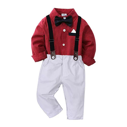 Tenue Gentleman Bébé Garçon Rouge – Ensemble Habillé avec Chapeau (Cérémonie/Anniversaire)