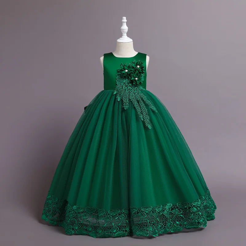 Robe de Princesse en Tulle & Dentelle – Cérémonie & Fête pour Fille (7–13 ans)