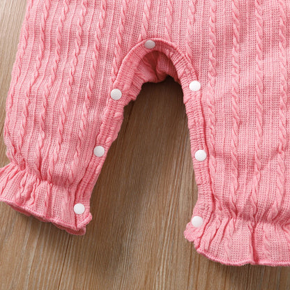 Ensemble Bébé Fille 2 Pièces – Barboteuse Fleurie Manches Longues + Bandeau Nœud (0–18 mois)