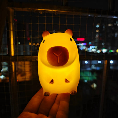 Mignon animal de compagnie Capybara veilleuse dessin animé Silicone créatif chevet sommeil nuit lampe pour chambre décor anniversaire cadeau liquidation vente
