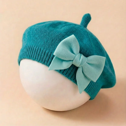 Béret bébé avec grand nœud – Chapeau élégant pour nouveau-né et petite fille