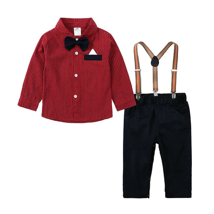 Tenue Gentleman Bébé Garçon Rouge – Ensemble Habillé avec Chapeau (Cérémonie/Anniversaire)