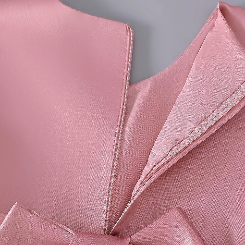 Robe Princesse Longue à Nœud Élégant – Cérémonie & Mariage pour Fille