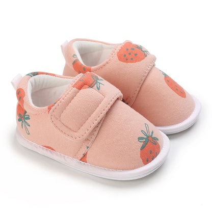 Chaussures premiers pas bébé fille – Semelle souple antidérapante – Fermeture scratch (0–12 mois)