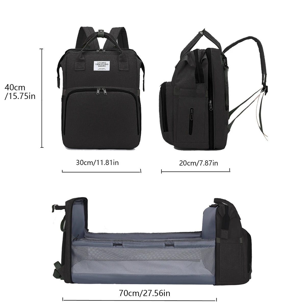Sac à Langer Bébé avec Lit Pliant – Sac à Dos Multifonction Grande Capacité