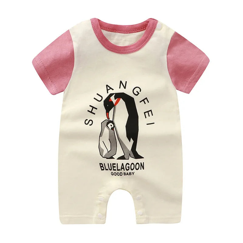 Barboteuse d'été pour bébés filles, vêtements en coton à manches courtes, combinaison pour nouveau-né garçon, body pour nouveau-nés
