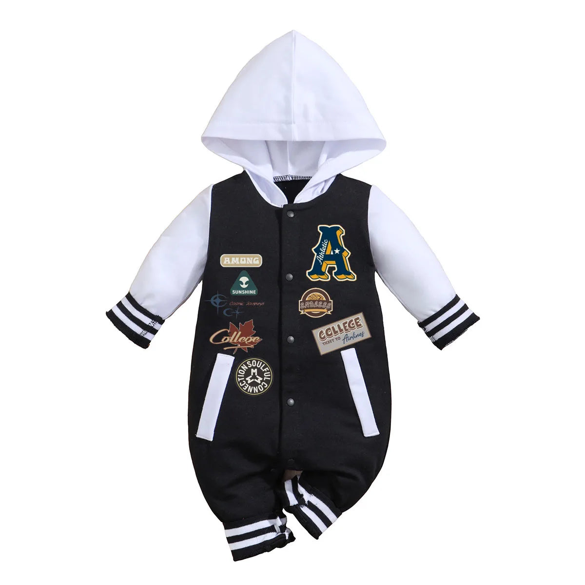 IURNXB bébé garçons filles barboteuse à capuche Baseball à manches longues infantile Onesie tenues de plage nouveau-né sweat vêtements combinaison 0-18M