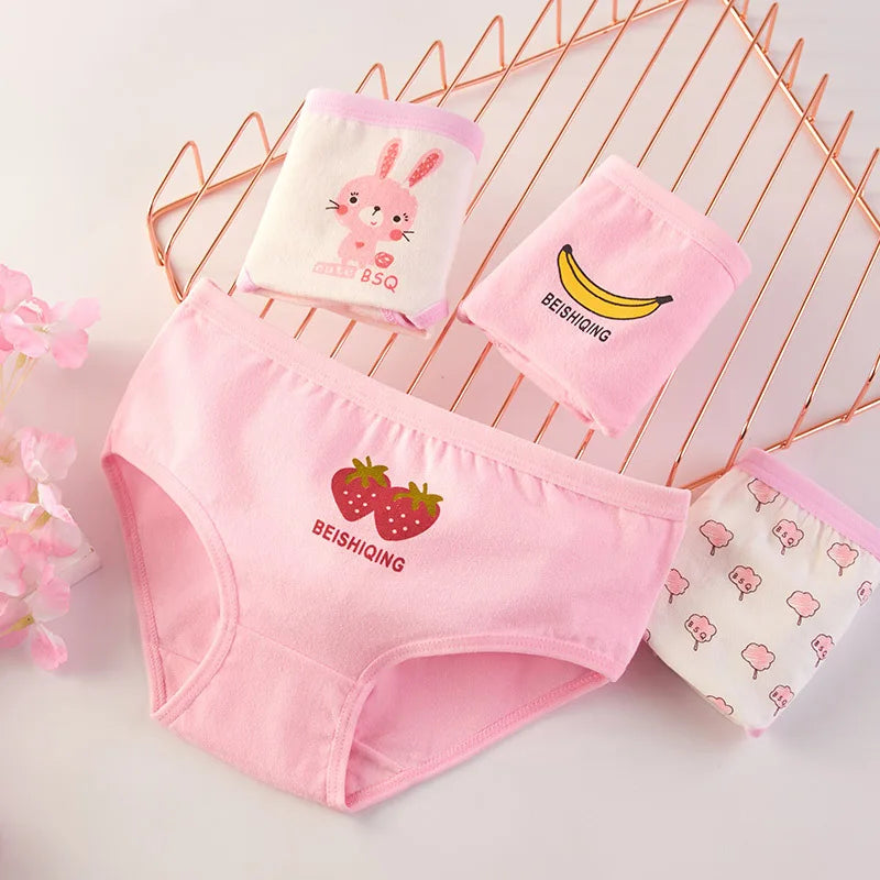Lot de 4 Culottes Fille en Coton Doux – Confort Petit Trésor