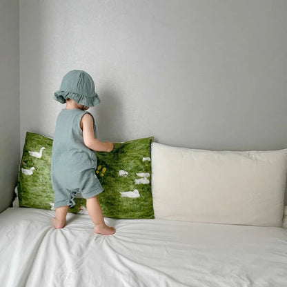 Ensemble Bébé Été 2 Pièces – Combinaison en Coton avec Bonnet