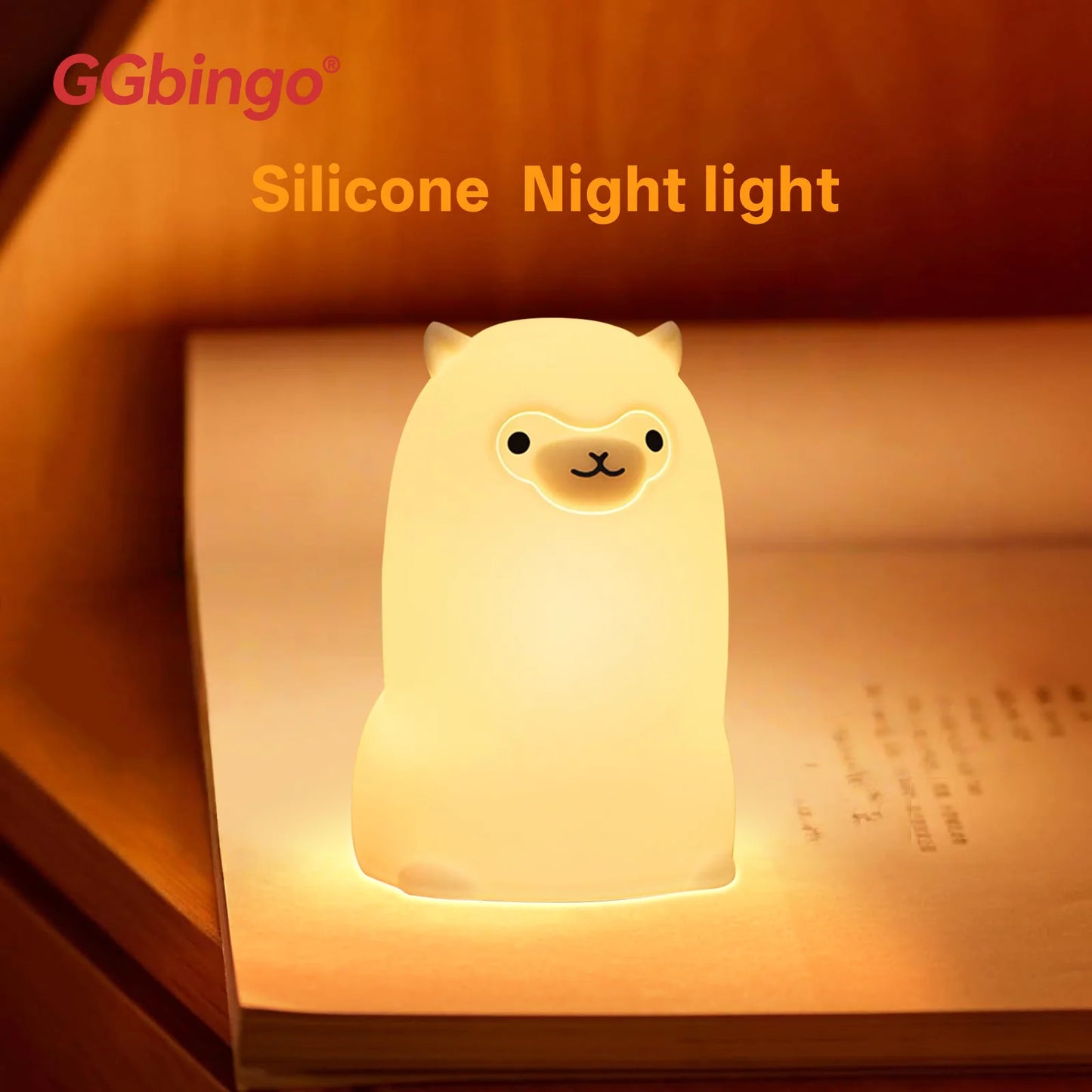 Veilleuse Alpaga Lumineux™ – Lampe LED RGB Tactile Rechargeable en Silicone Doux pour Bébé