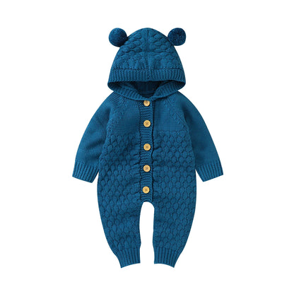 Barboteuse d'oreille 3D à manches longues pour bébés filles, combinaisons de batterie, tenues d'automne, vêtements en coton pour bébés, tenues de printemps, 0-24M