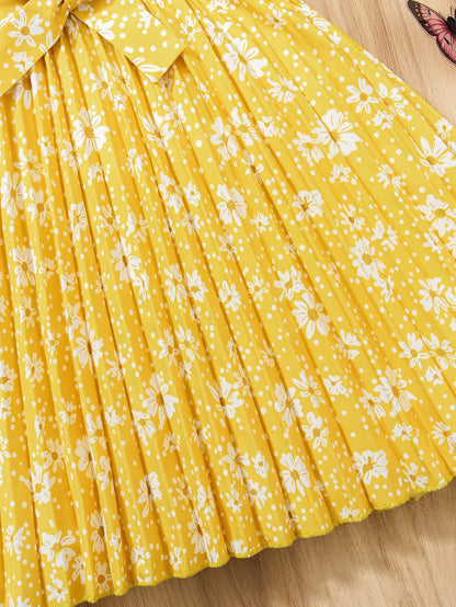 Robe d’été jaune fleurie – Fille