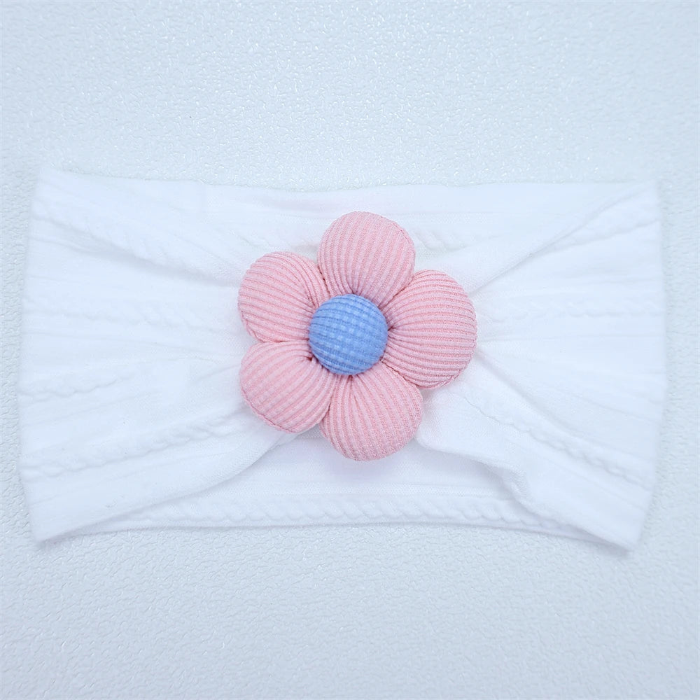 Bandeau Bébé Fille en Nylon Doux avec Fleur – Accessoire Nouveau-né