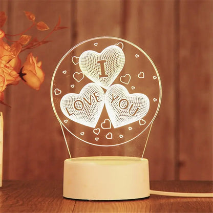 Veilleuse LED Acrylique 3D – Lampe de Chevet Décorative (Cadeau & Ambiance)