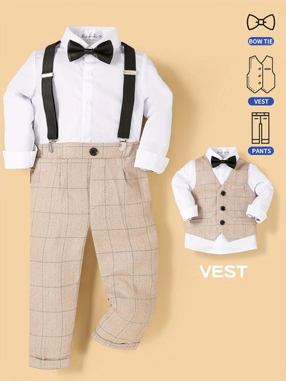 Tenue de mariage pour garçon à fleurs, gilet formel pour enfants, pantalon avec nœud papillon, tenue 3 pièces, Suti pour hôte de Piano, spectacle vocal