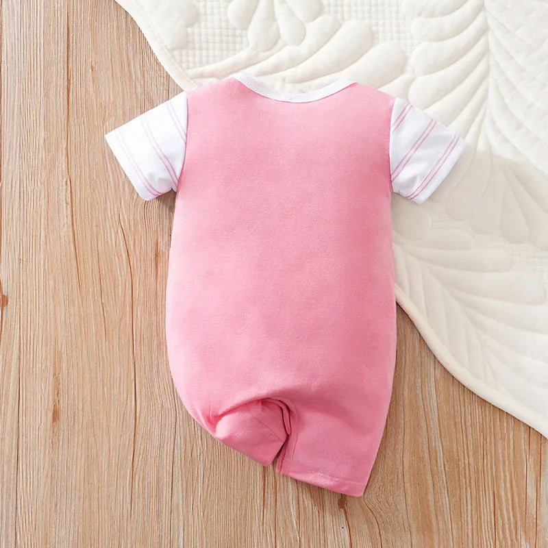Tenue bébé été – Combinaison rose lapin, confortable et adorable