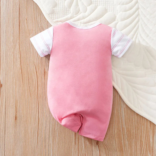 Tenue bébé été – Combinaison rose lapin, confortable et adorable