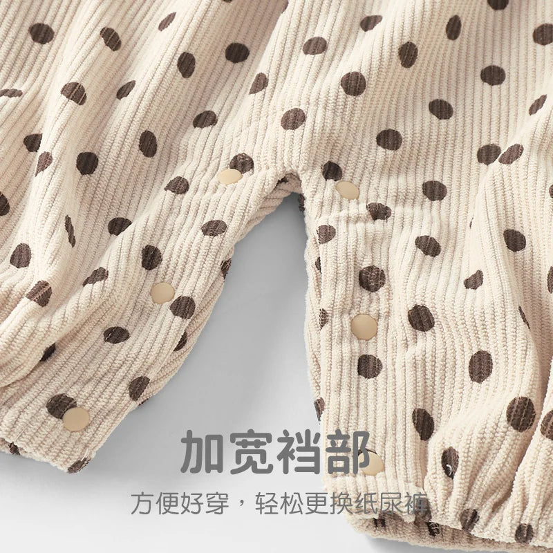 Salopette Bébé Unisexe à Pois – Style Vintage (1–3 ans)