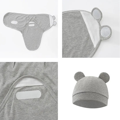 Barboteuse d'été pour bébés garçons et filles , ensemble de chapeaux/sac de nuit uniquement, couverture d'emmaillotage pour bébé, sac de couchage réglable pour nouveau-né, vêtements de nuit pour nourrissons 0-6M