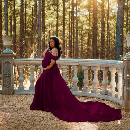 Robe Longue Maternité Séance Photo – Élégance Royale