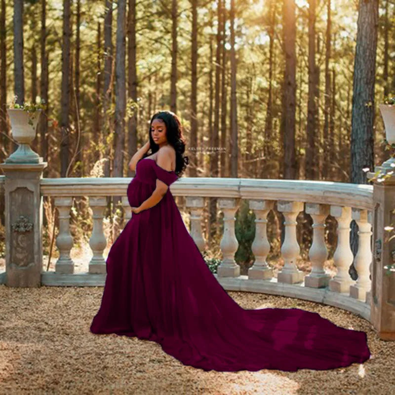 Robe Longue Maternité Séance Photo – Élégance Royale