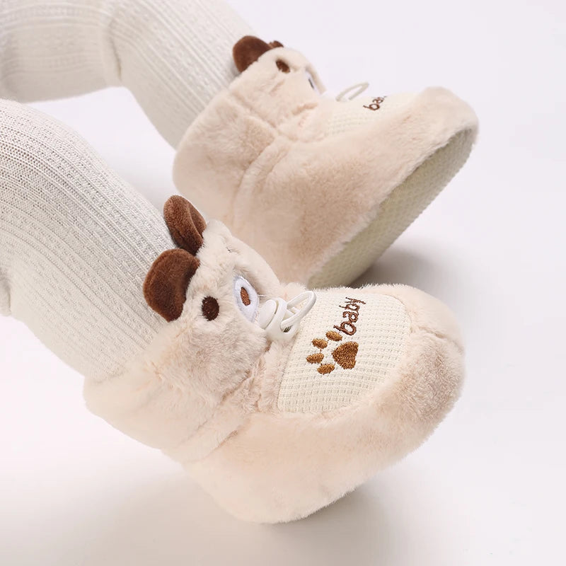 Chaussons Bébé Ourson en Coton Doux – Semelle Souple & Intérieur Moelleux