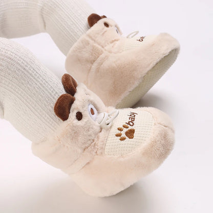 Chaussons Bébé Ourson en Coton Doux – Semelle Souple & Intérieur Moelleux