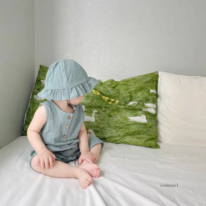 Ensemble Bébé Été 2 Pièces – Combinaison en Coton avec Bonnet