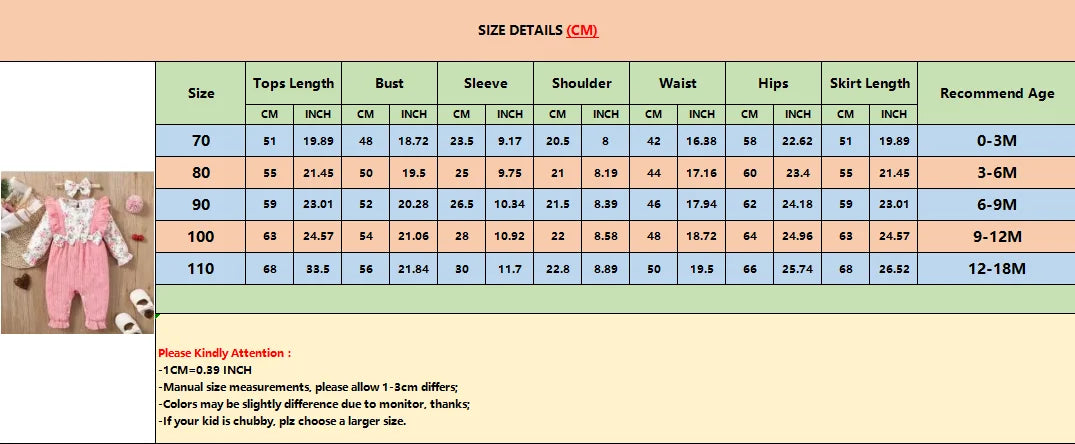 Ensemble Bébé Fille 2 Pièces – Barboteuse Fleurie Manches Longues + Bandeau Nœud (0–18 mois)