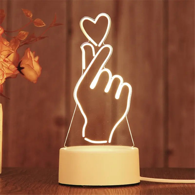 Veilleuse LED Acrylique 3D – Lampe de Chevet Décorative (Cadeau & Ambiance)